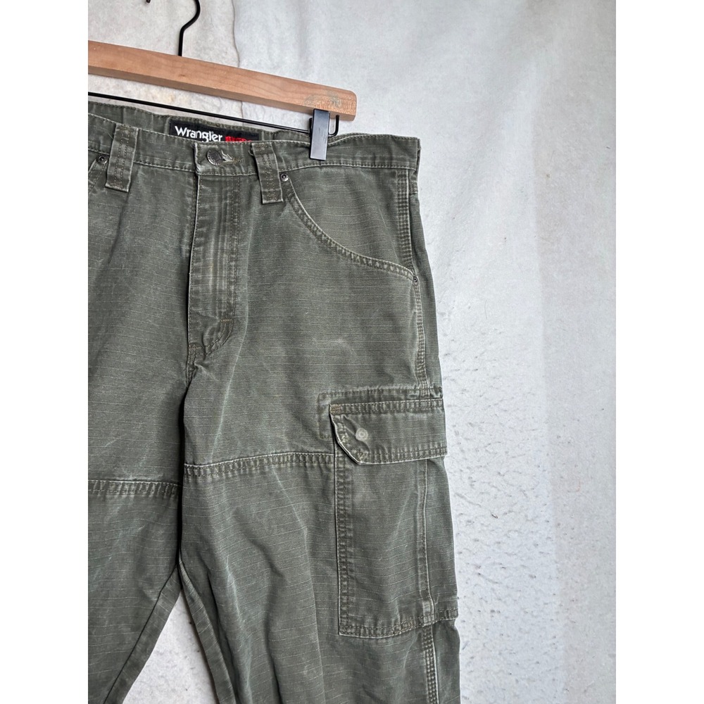Wrangler Riggs Workwear Mens Green Ripstop Cargo Pants 3W060LD 33x32 - Picture 5 of 14